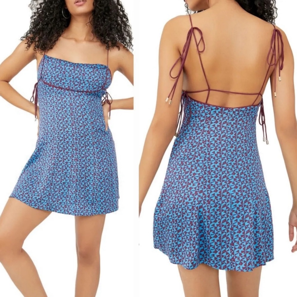 Free People Kai Print Tie Strap Mini Dress